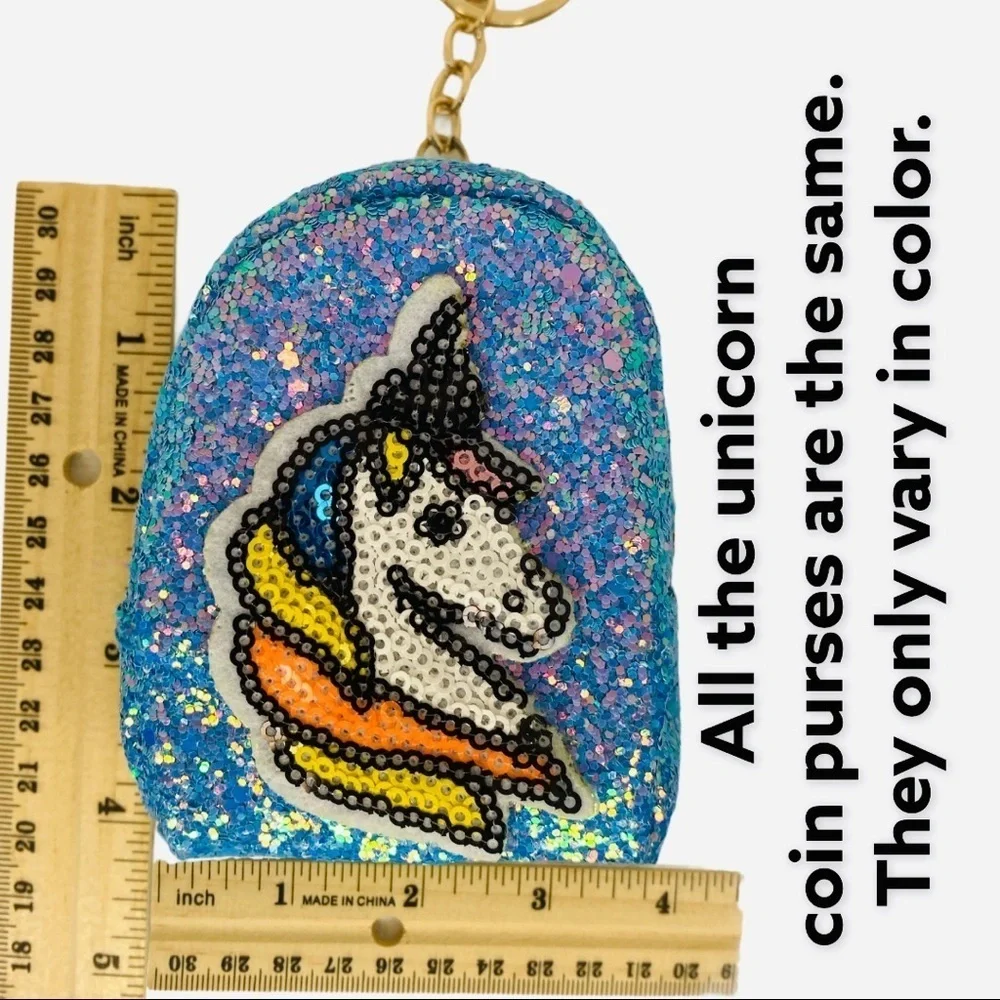 GLITTER UNICORN MINI BACKPACK COIN PURSE CHARM KEYCHAIN‎ PINK